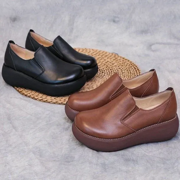 2024 Spring and Autumn New Slope Heel Thick Bottom Shoes