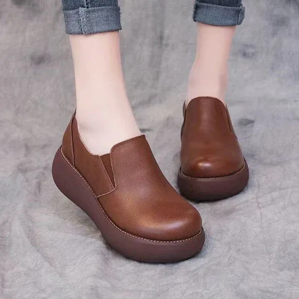2024 Spring and Autumn New Slope Heel Thick Bottom Shoes