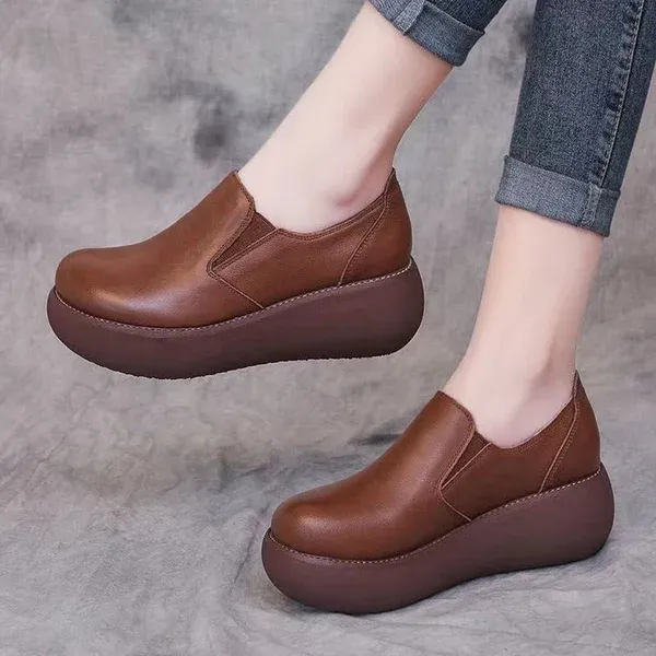 2024 Spring and Autumn New Slope Heel Thick Bottom Shoes