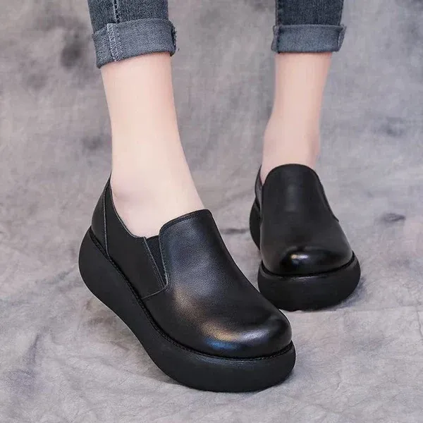 2024 Spring and Autumn New Slope Heel Thick Bottom Shoes