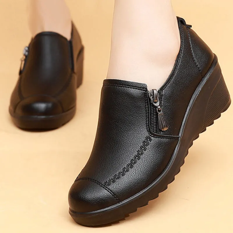 2024 Spring and Autumn Slope Heel Single Shoes
