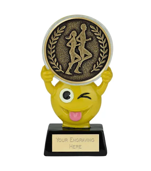 A1021-V278B - Novelty Emoji Running Fun Run Trophy (11cm)