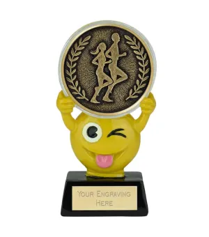 A1021-V278B - Novelty Emoji Running Fun Run Trophy (11cm)