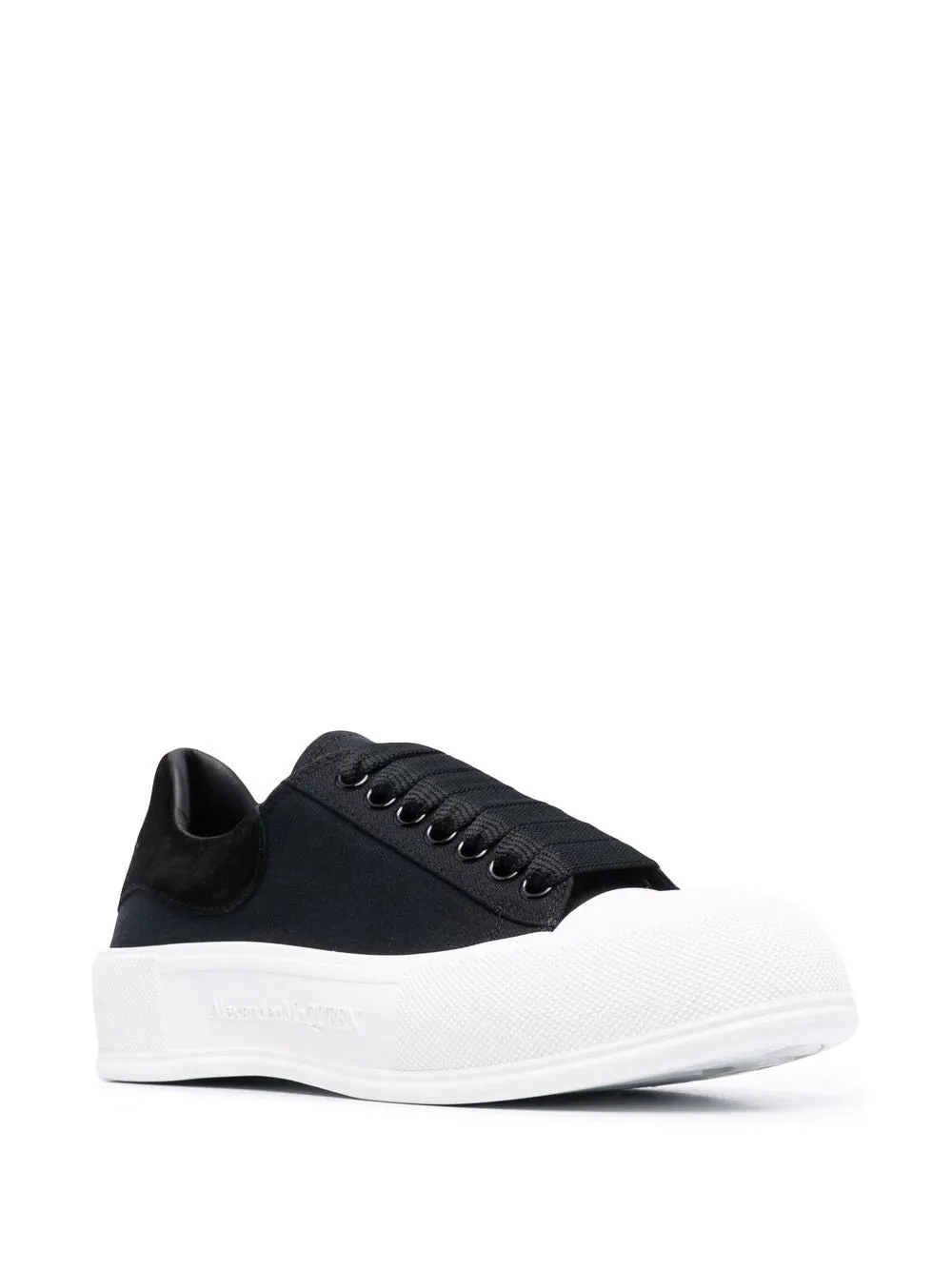 ALEXANDER MCQUEEN Deck Lace-up Plimsoll Sneakers Black/White