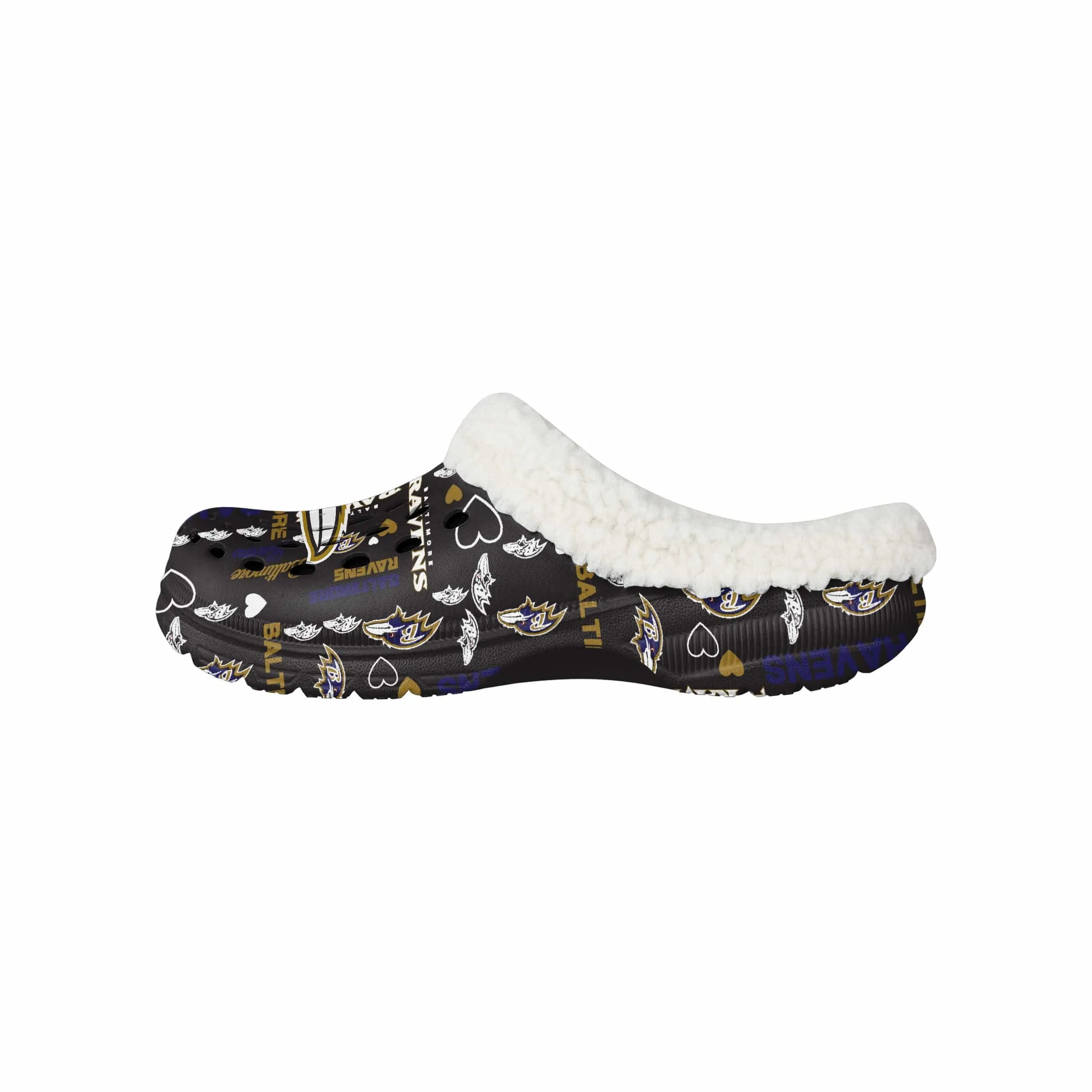 Baltimore Ravens NFL Womens Sherpa Lined Logo Love Clog