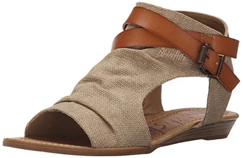 Blowfish Women's Balla Wedge Sandal, Desert Sand Rancher Canvas/Dyecut