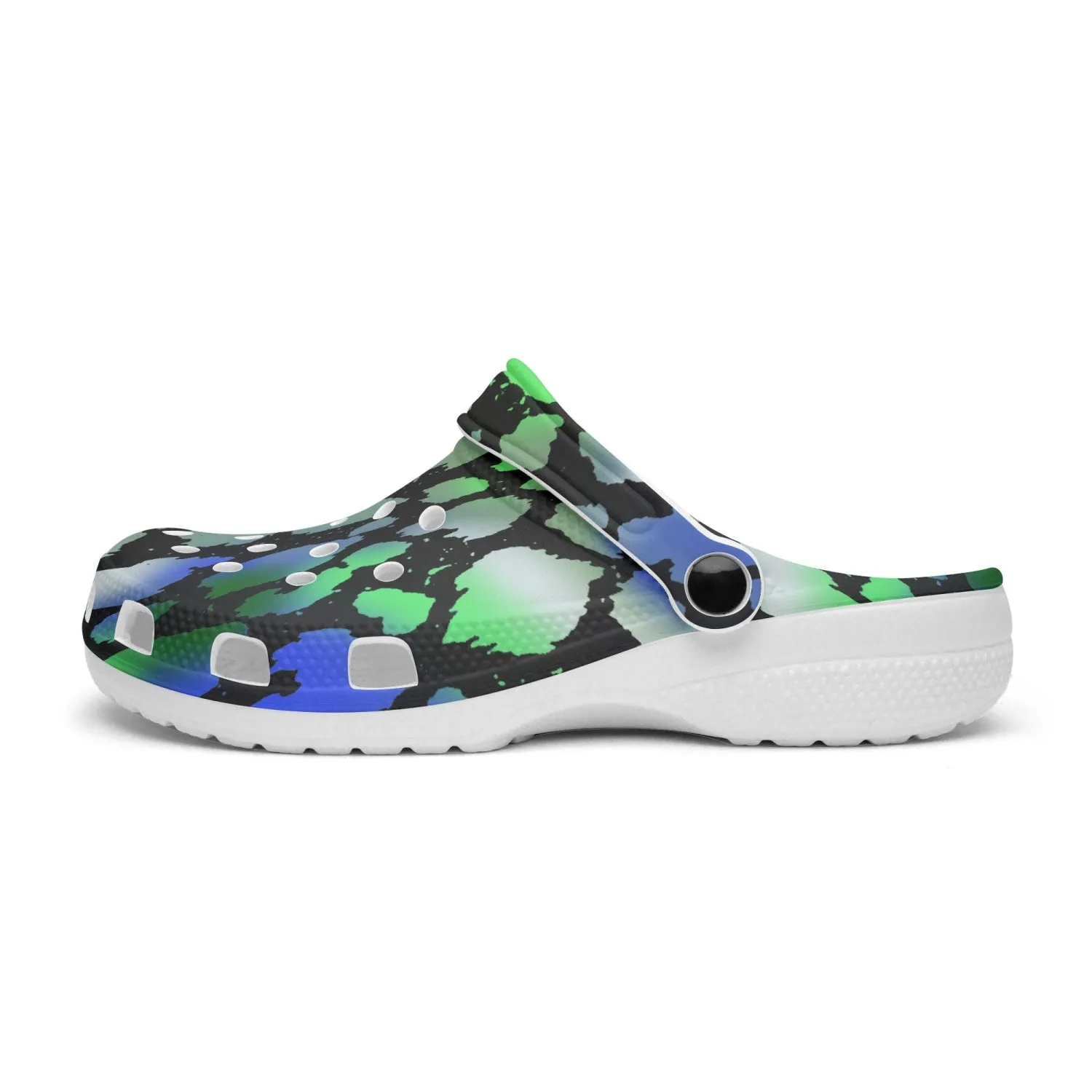 Blue & Green Camo Leopard Unisex Rubber Shoes up to size 12