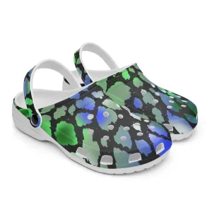 Blue & Green Camo Leopard Unisex Rubber Shoes up to size 12