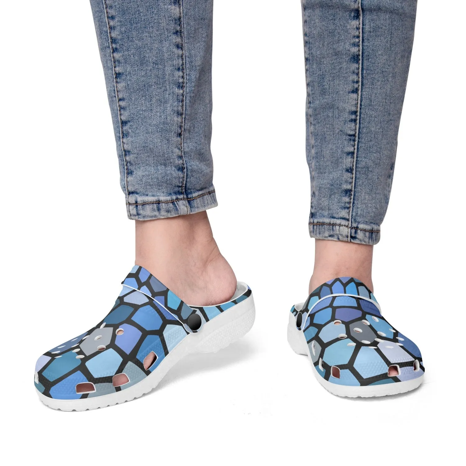 Blue Stained Glass Unisex Rubber Shoes up to size 12