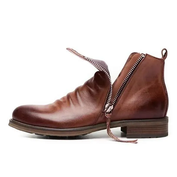 Botte Vintage en Cuir Marron