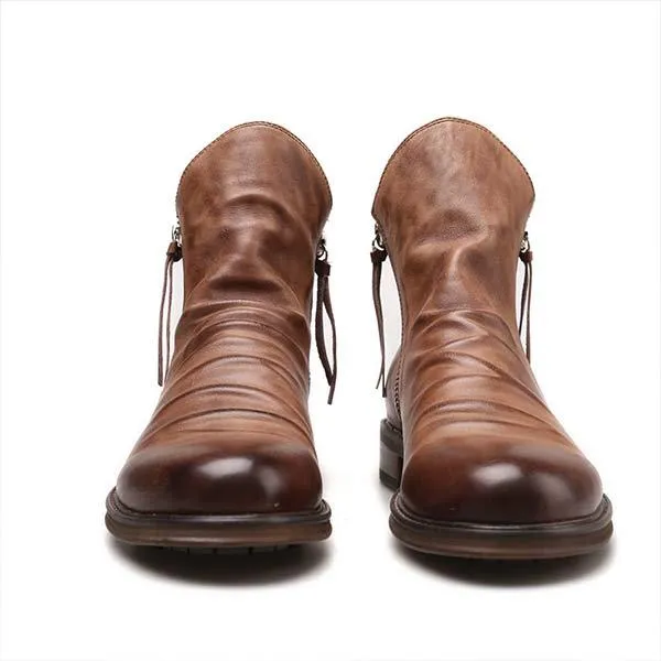 Botte Vintage en Cuir Marron
