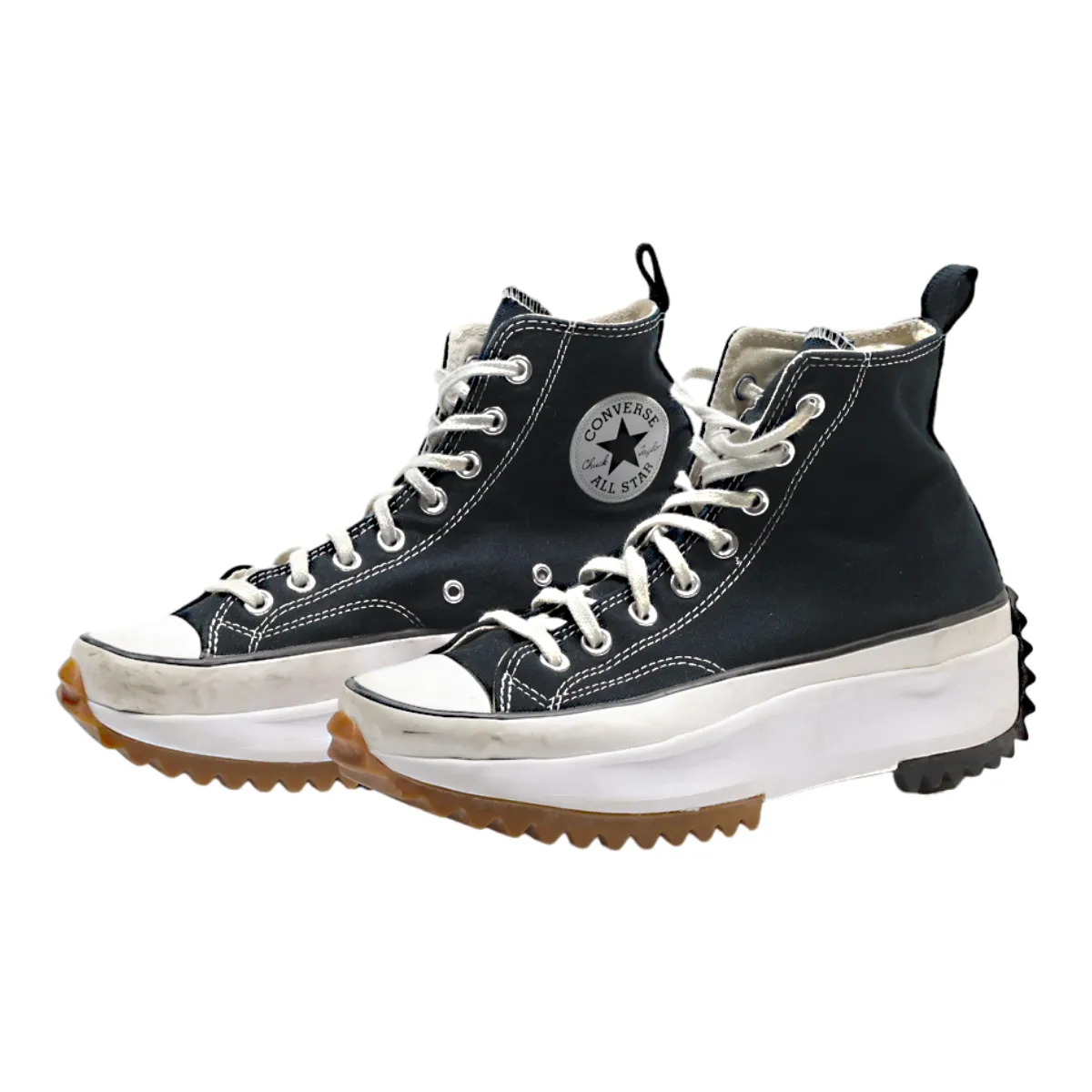 CONVERSE Run Star 2019 Platform High Top Trainers Black Canvas Womens UK 7
