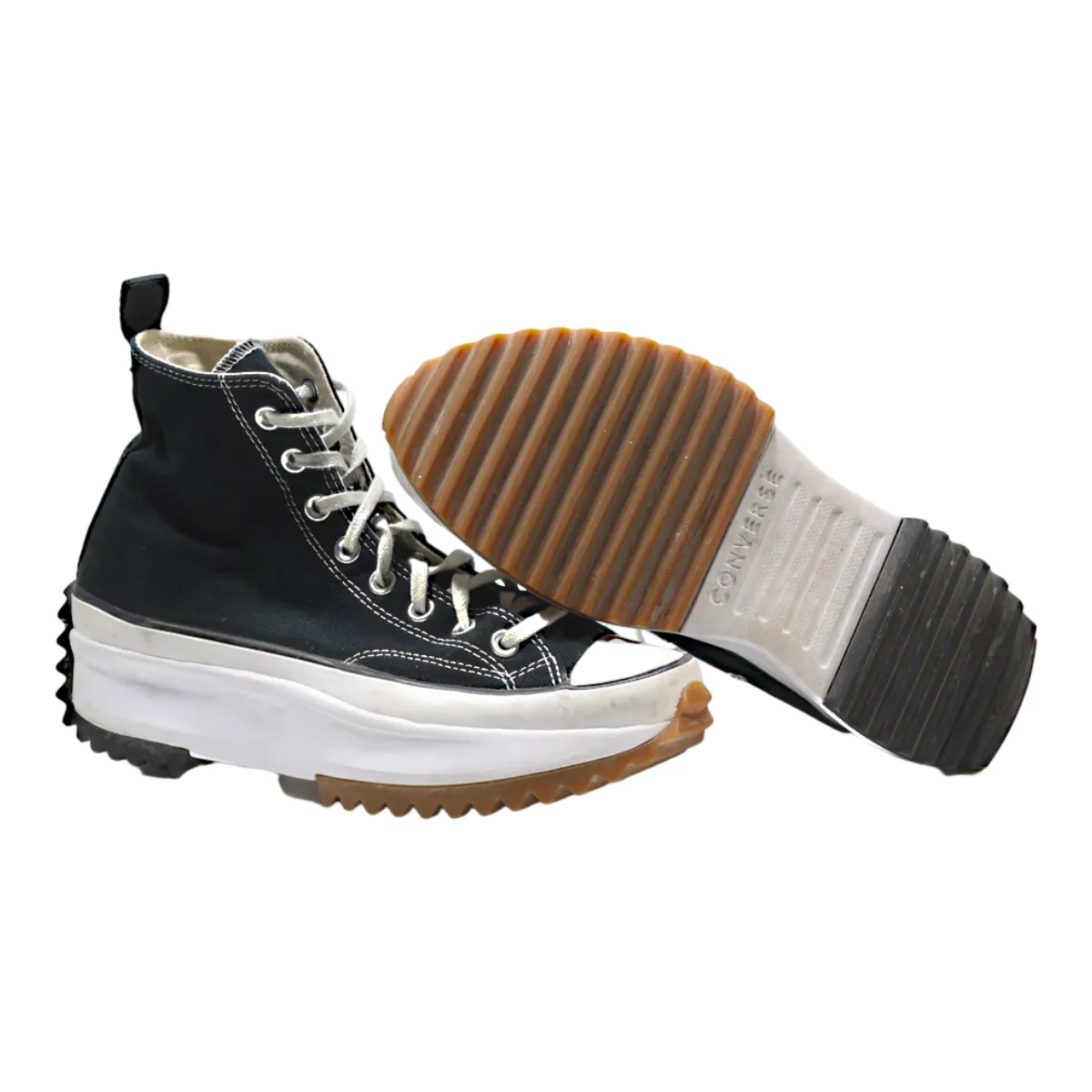 CONVERSE Run Star 2019 Platform High Top Trainers Black Canvas Womens UK 7