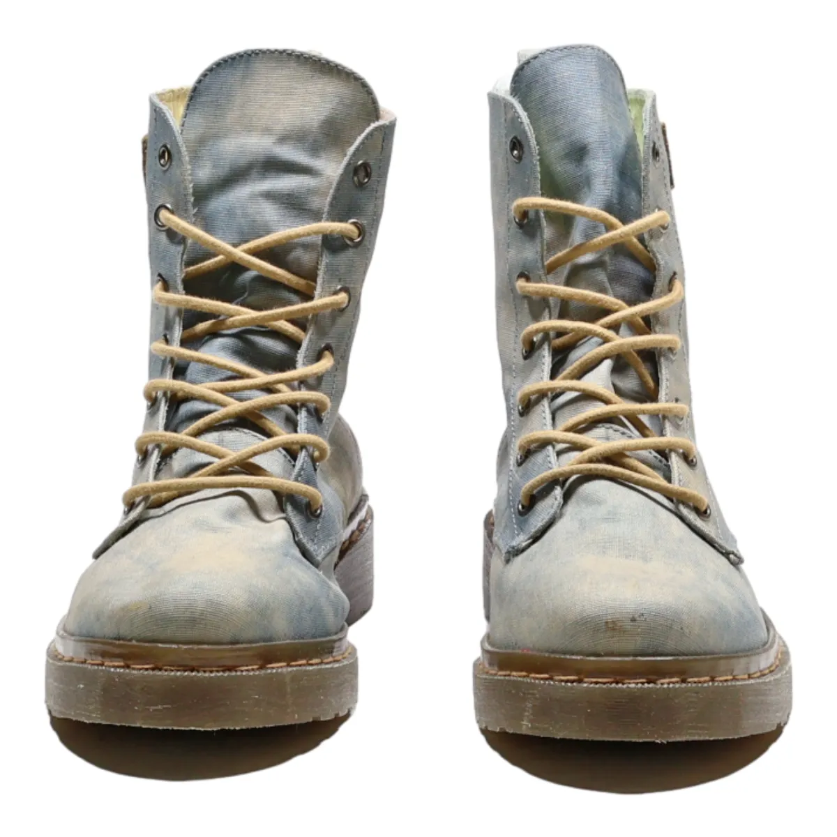 COOL WAY Lace-Up Boots Blue Canvas Mens UK 7.5