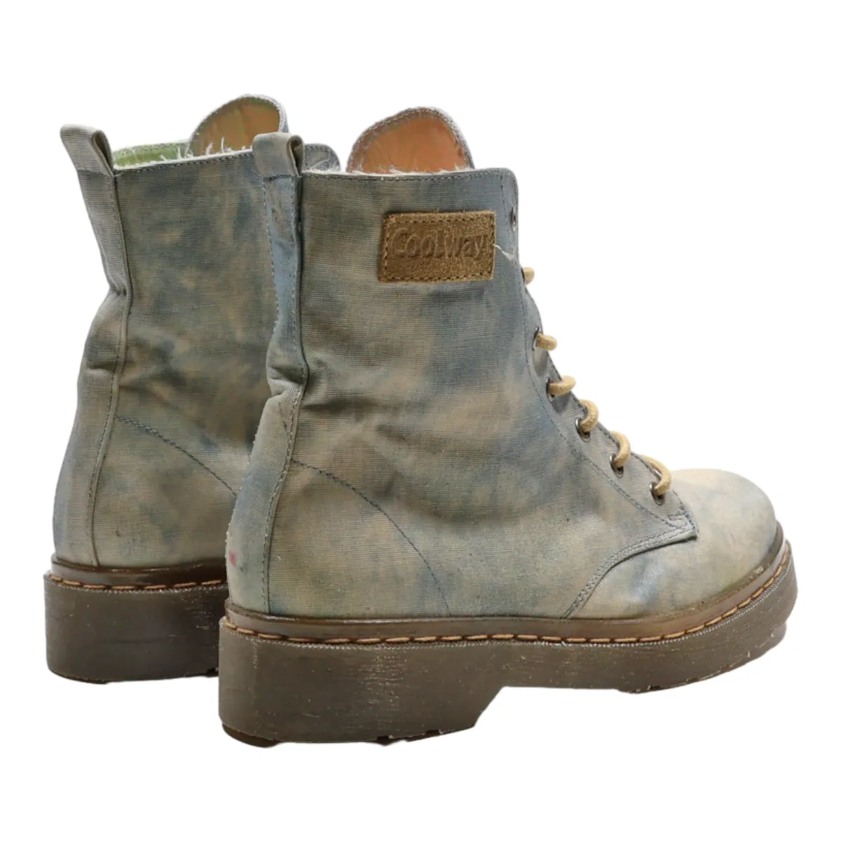 COOL WAY Lace-Up Boots Blue Canvas Mens UK 7.5