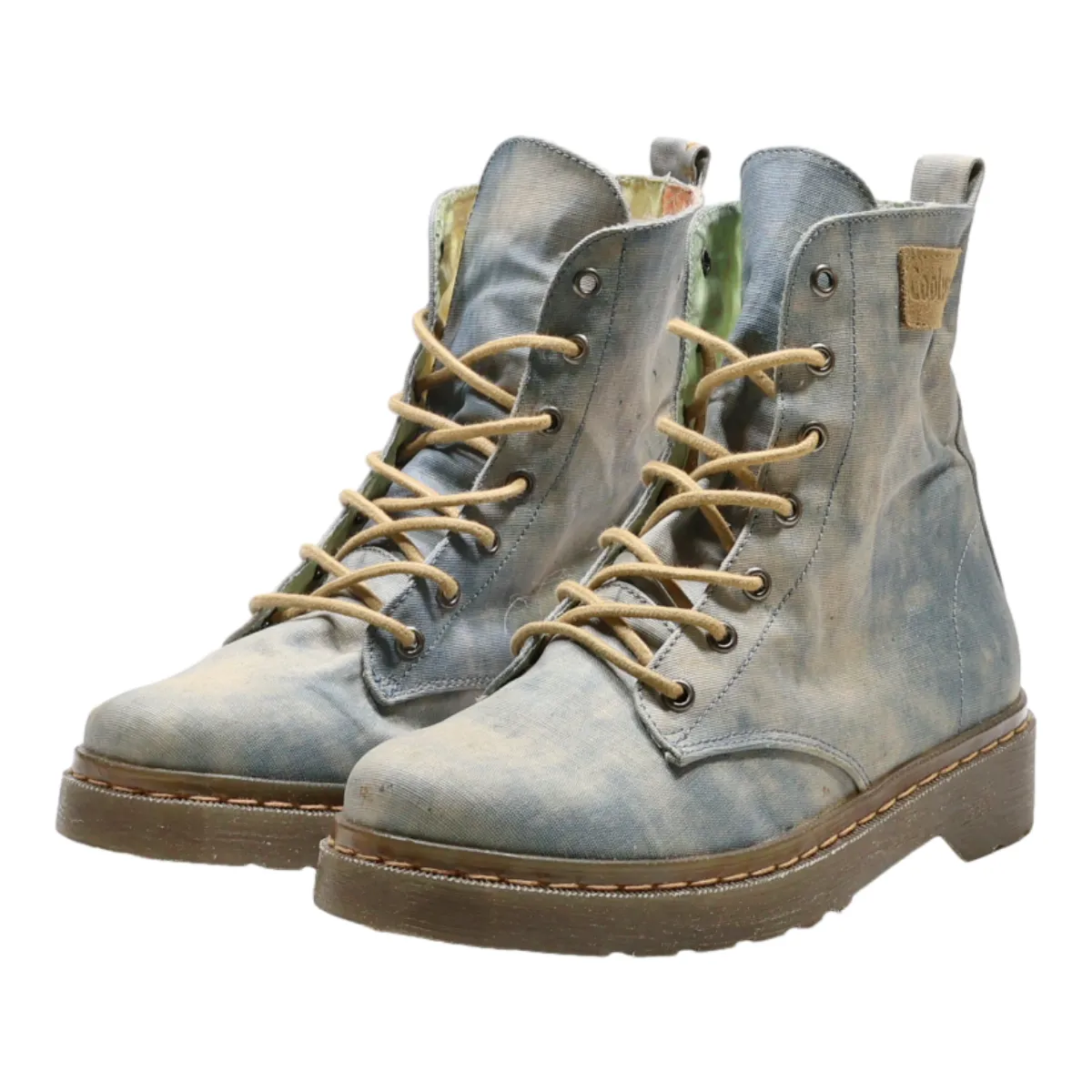 COOL WAY Lace-Up Boots Blue Canvas Mens UK 7.5