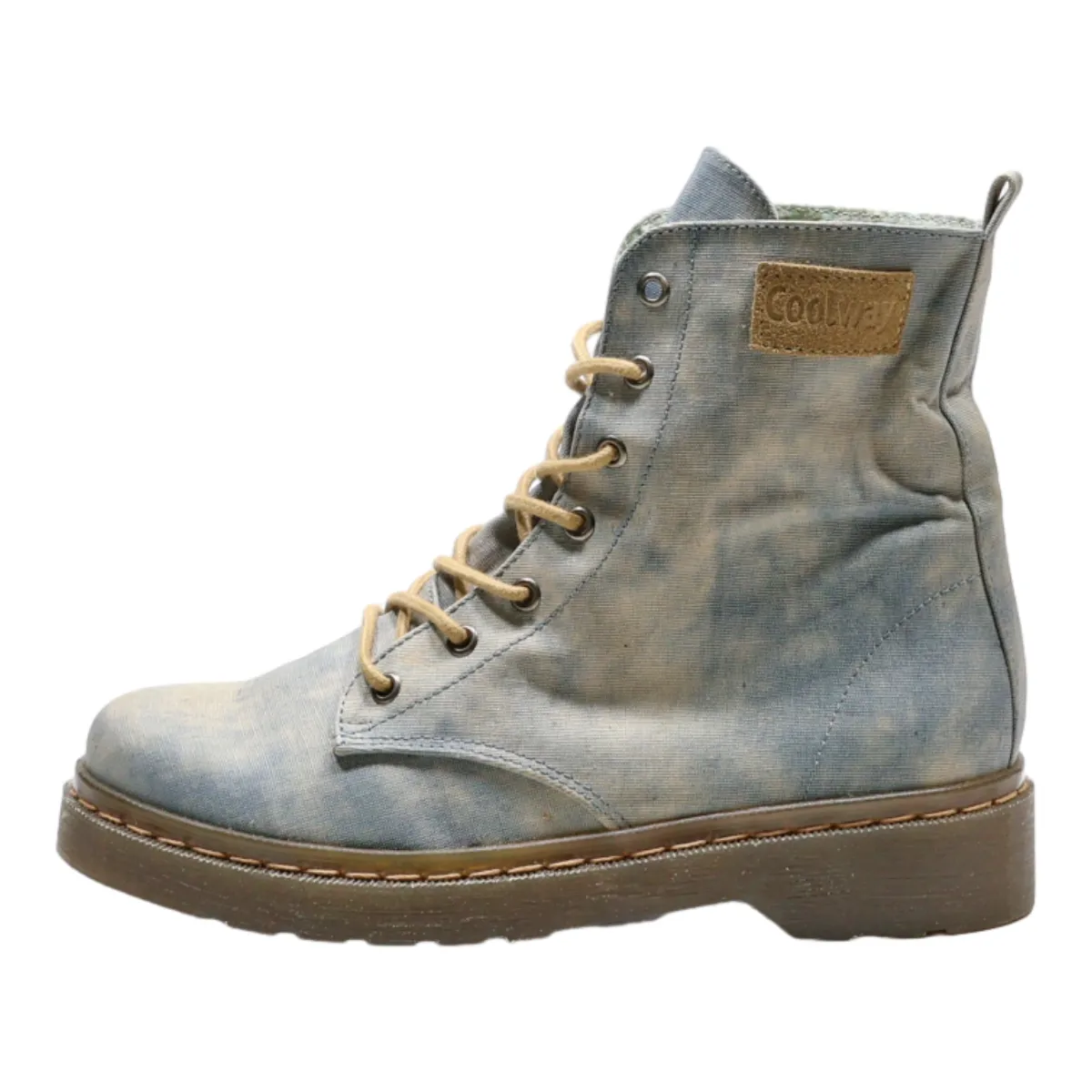 COOL WAY Lace-Up Boots Blue Canvas Mens UK 7.5