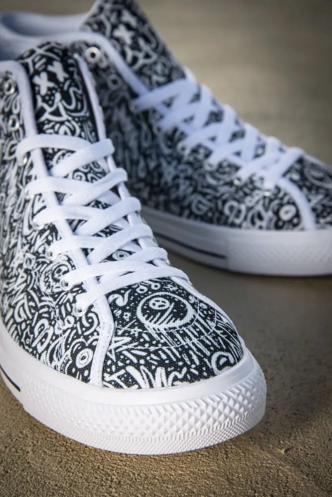 Devious Doodle Print Ladies Canvas High Top Sneaker