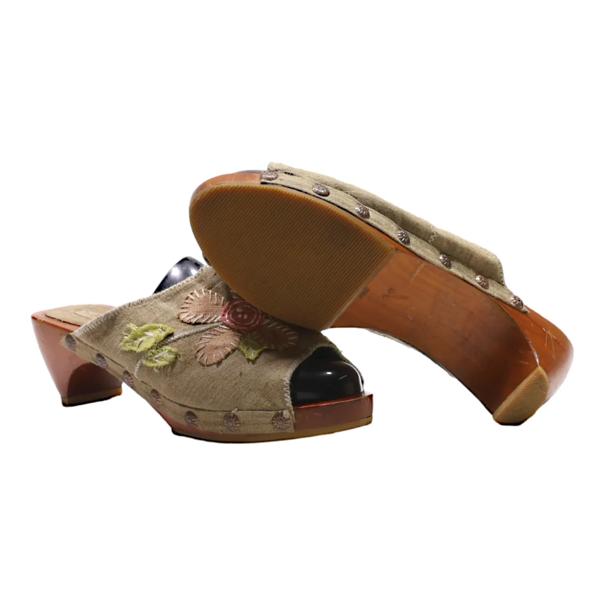 DICK & JAYNE Mule Heels Beige Canvas Womens UK 8