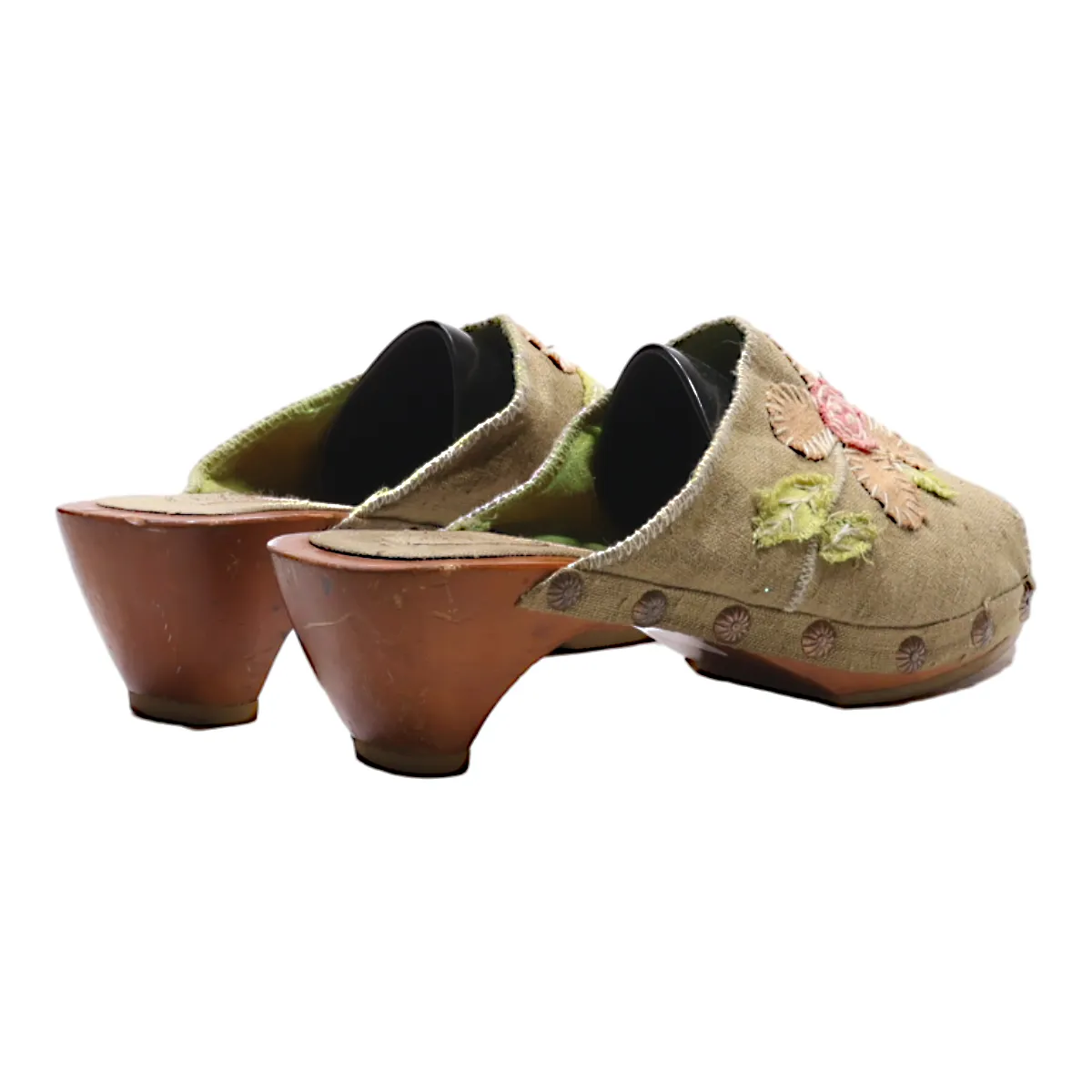 DICK & JAYNE Mule Heels Beige Canvas Womens UK 8