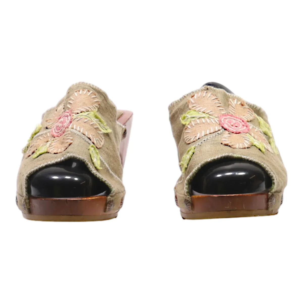 DICK & JAYNE Mule Heels Beige Canvas Womens UK 8