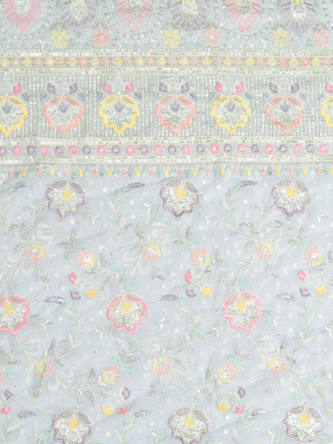 Dreamy White Georgette With Pastel Embroidery