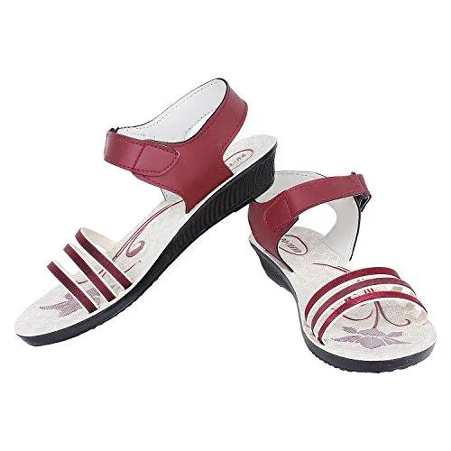 Earton Women's Footwear Maroon-817 Canvas Sandals (6 UK)
