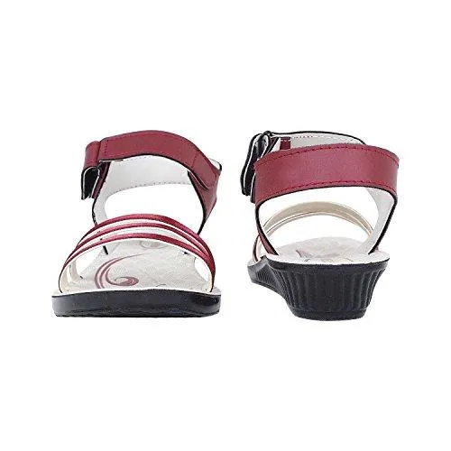 Earton Women's Footwear Maroon-817 Canvas Sandals (6 UK)