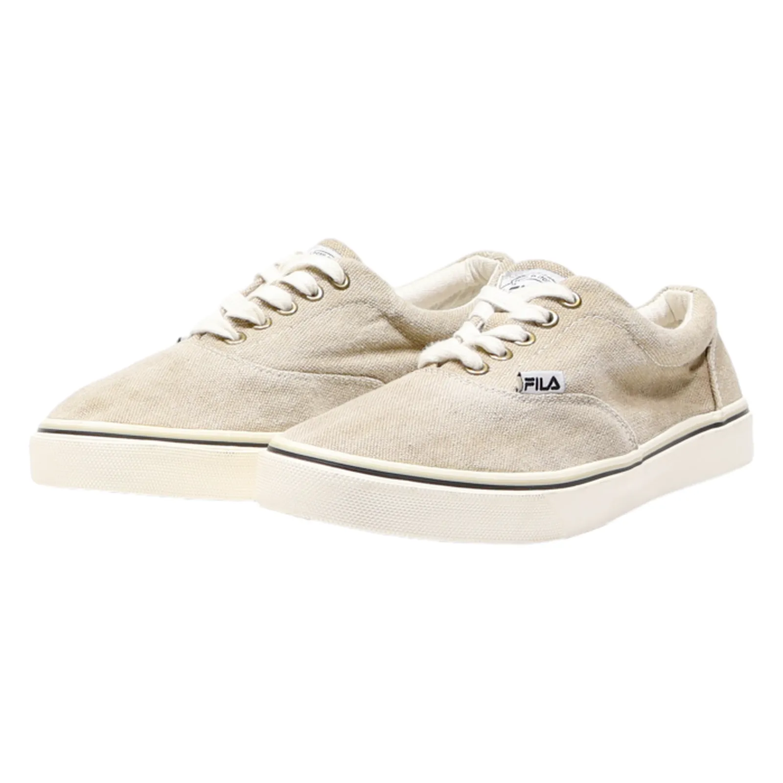 FILA Low Top Trainers Beige Canvas Mens UK 6.5