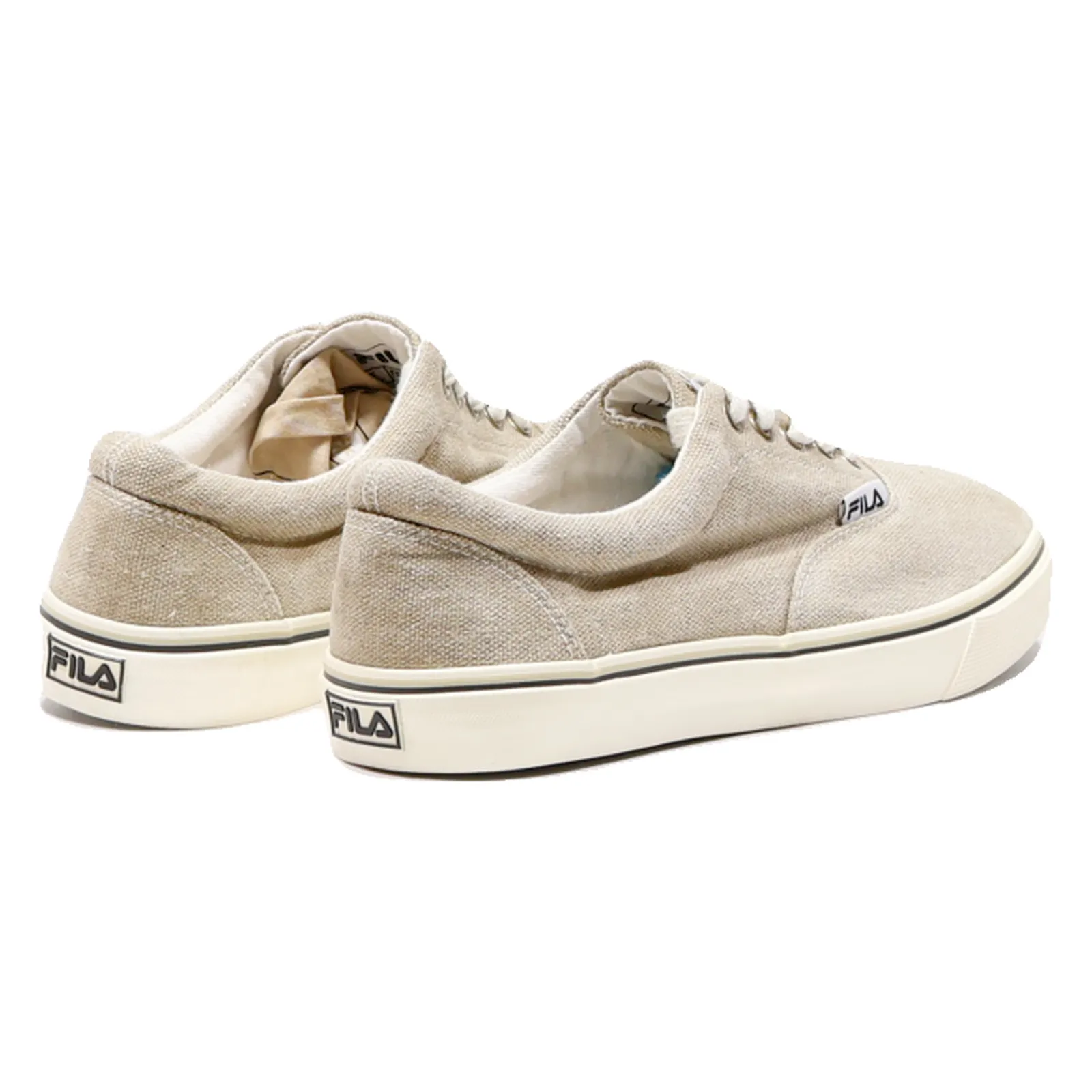 FILA Low Top Trainers Beige Canvas Mens UK 6.5