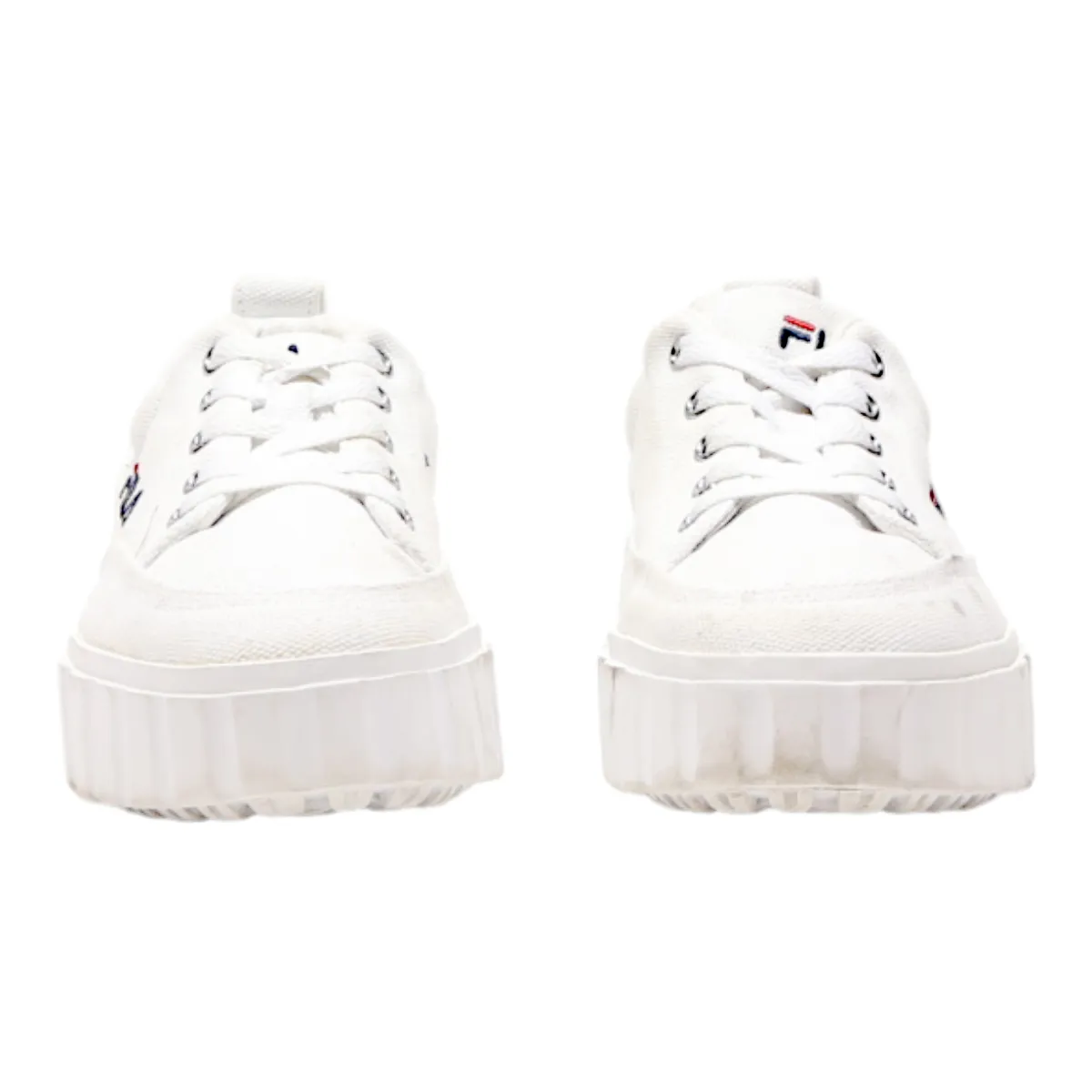 FILA Sandblast Platform Trainers White Canvas Womens UK 3.5