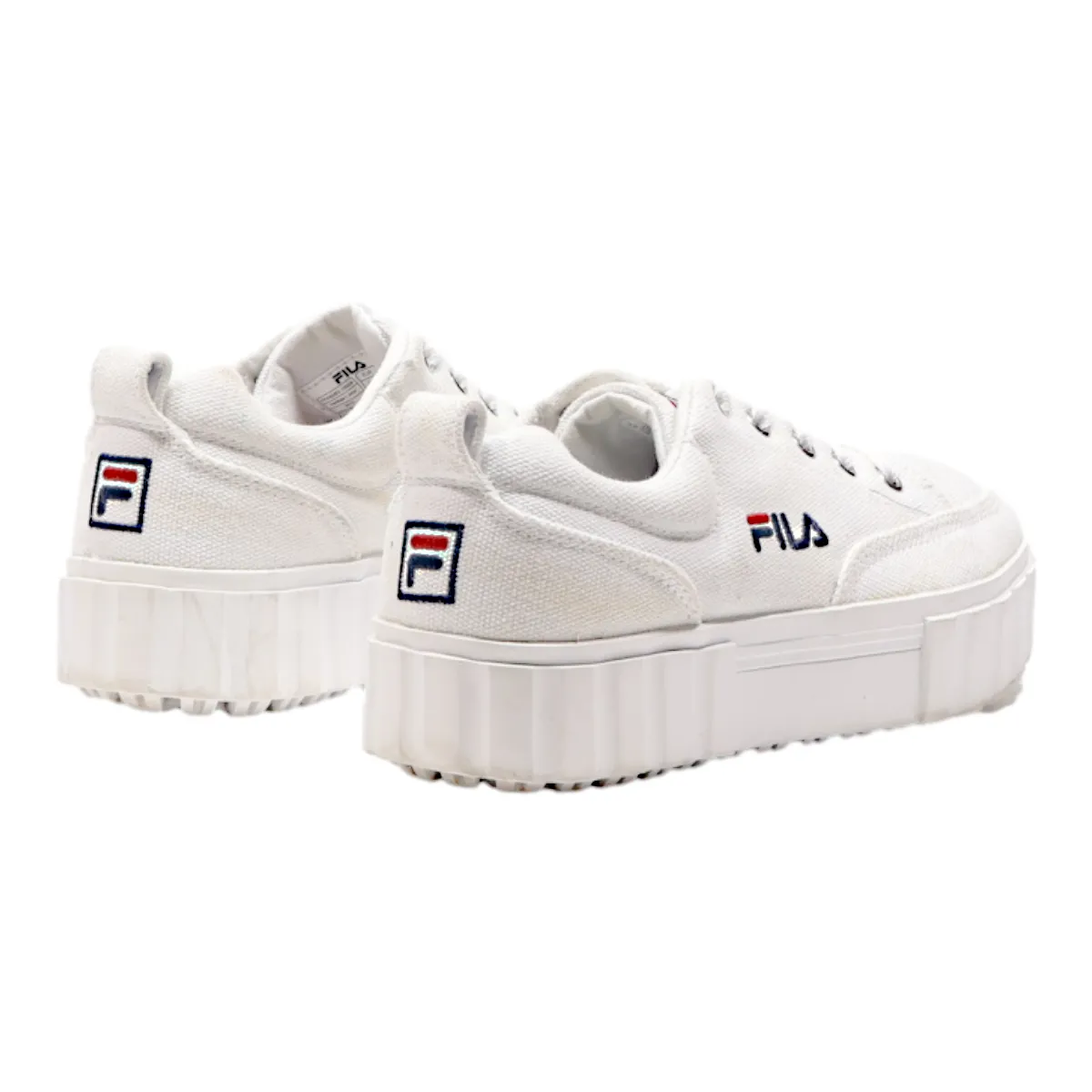 FILA Sandblast Platform Trainers White Canvas Womens UK 3.5
