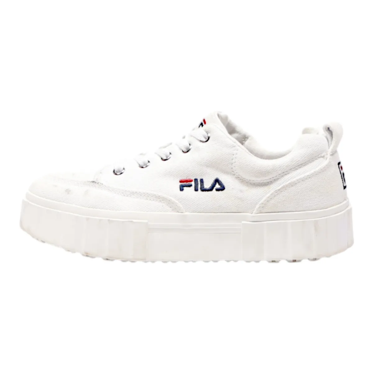 FILA Sandblast Platform Trainers White Canvas Womens UK 3.5