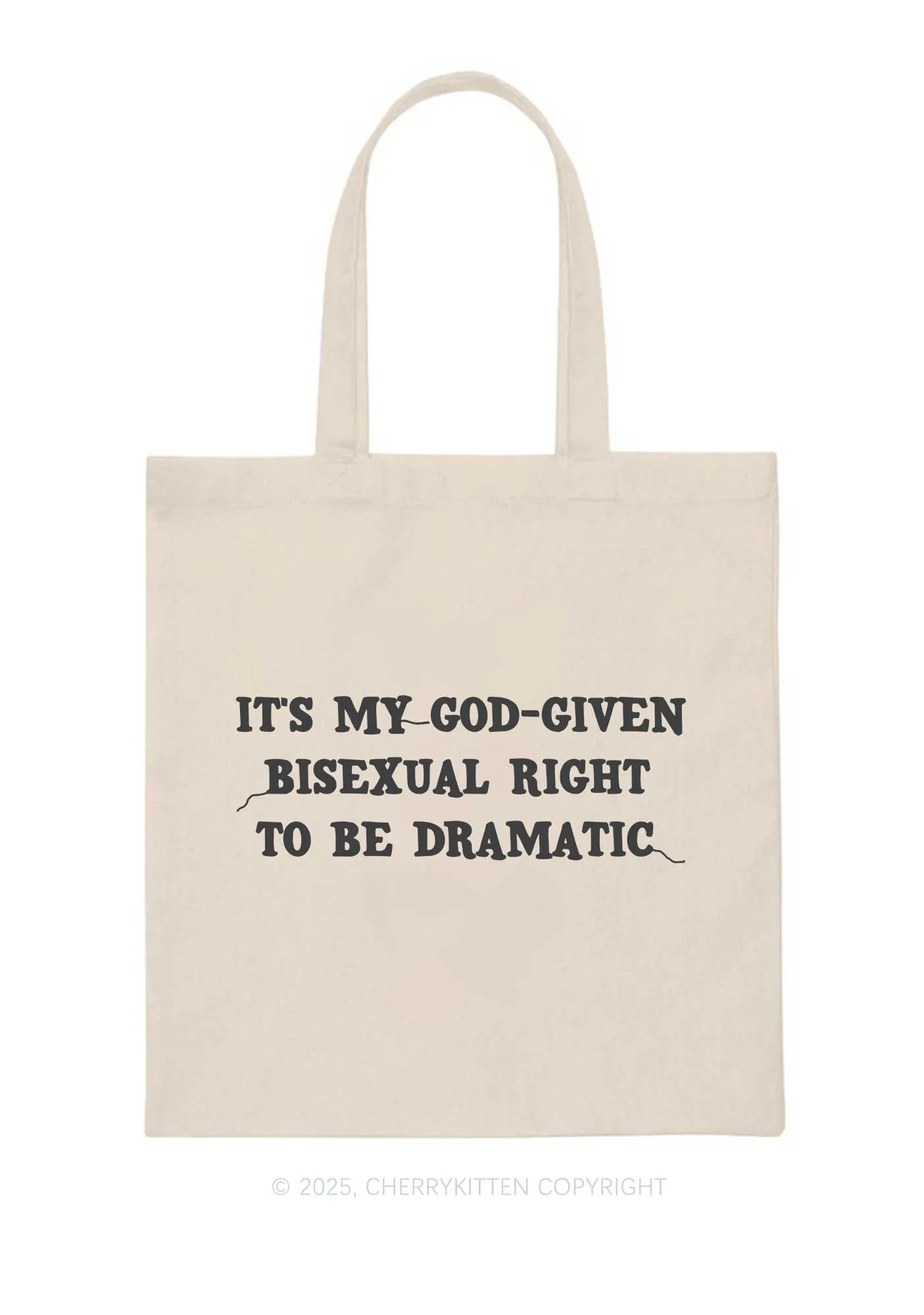 God Given Bisexual Right Pride Y2K Canvas Tote Bag Cherrykitten