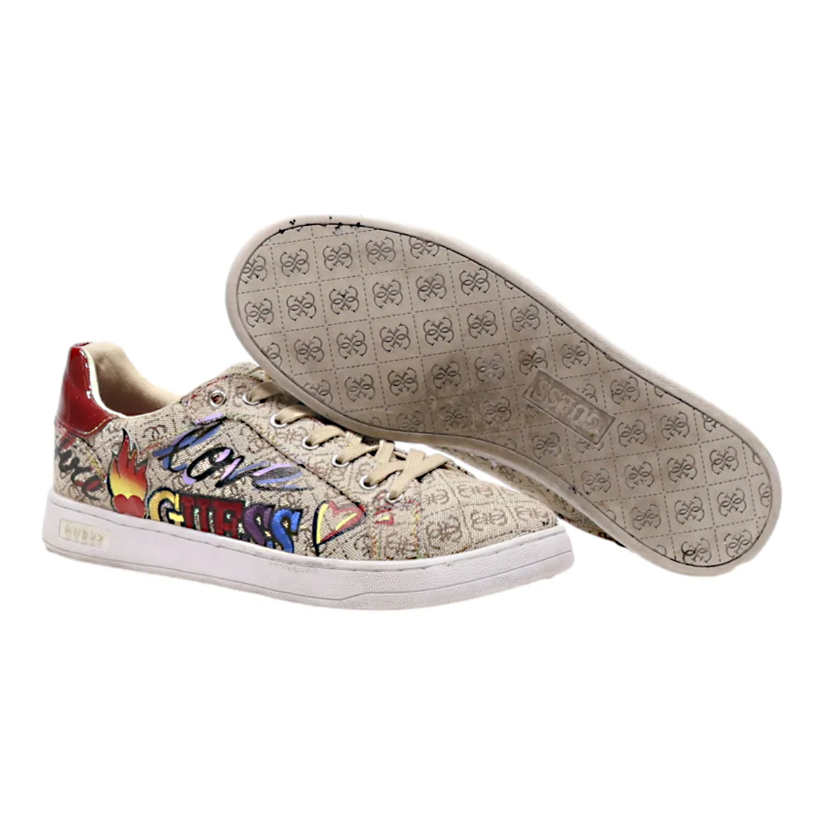 GUESS Sneaker Trainers Brown Canvas Mens UK 6