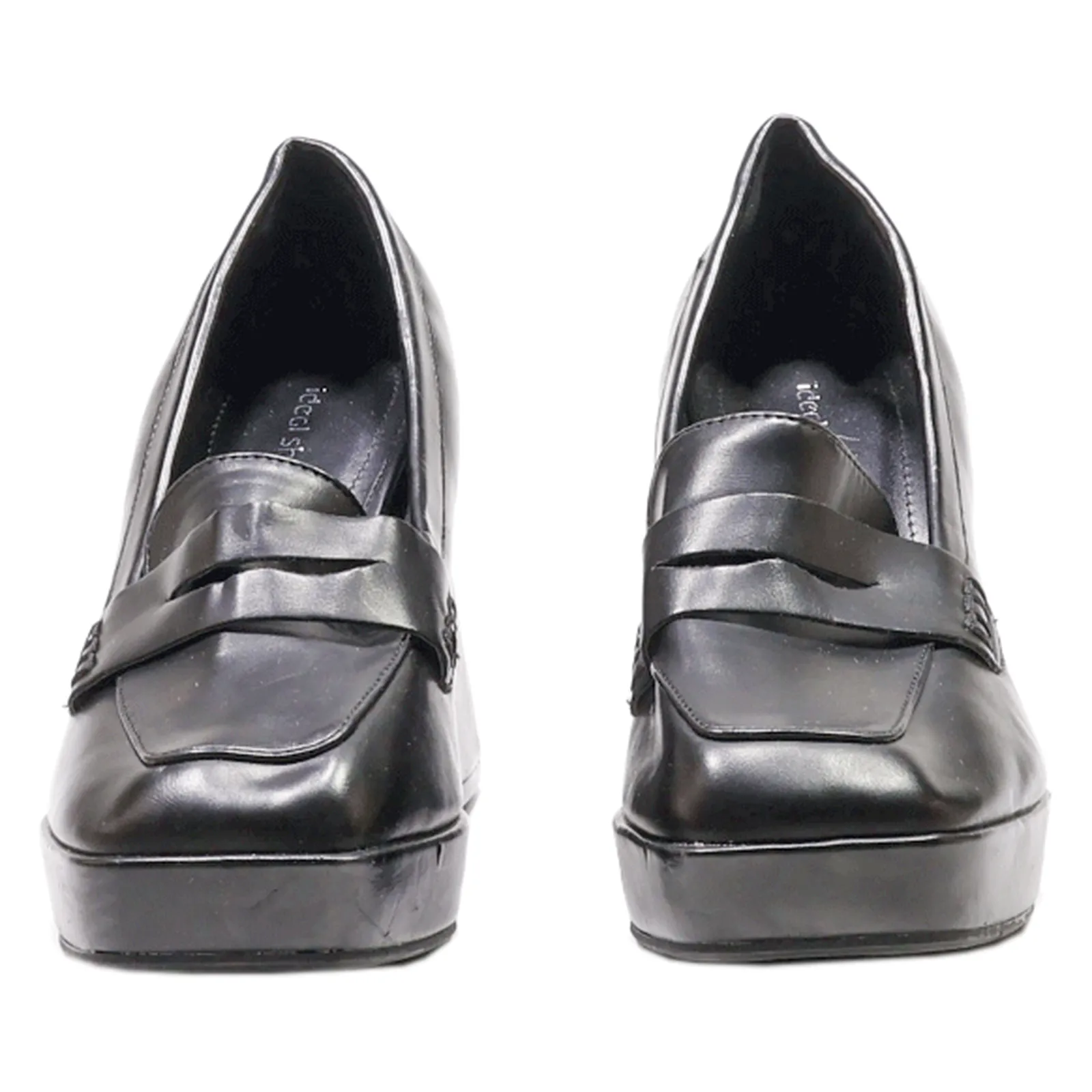 IDEAL SHOES Platform Heels Black Canvas Womens UK 5