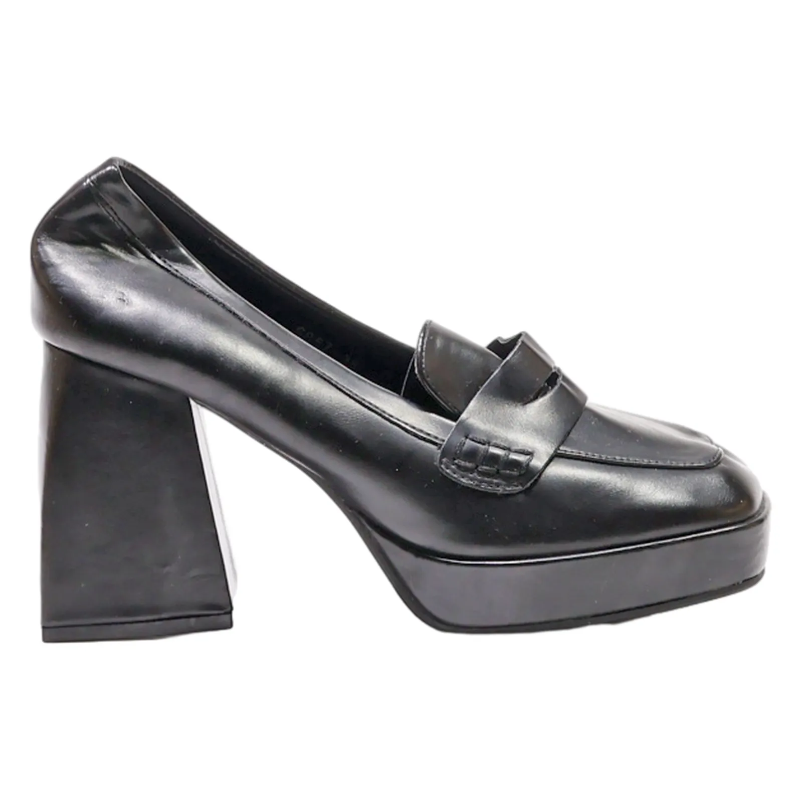 IDEAL SHOES Platform Heels Black Canvas Womens UK 5