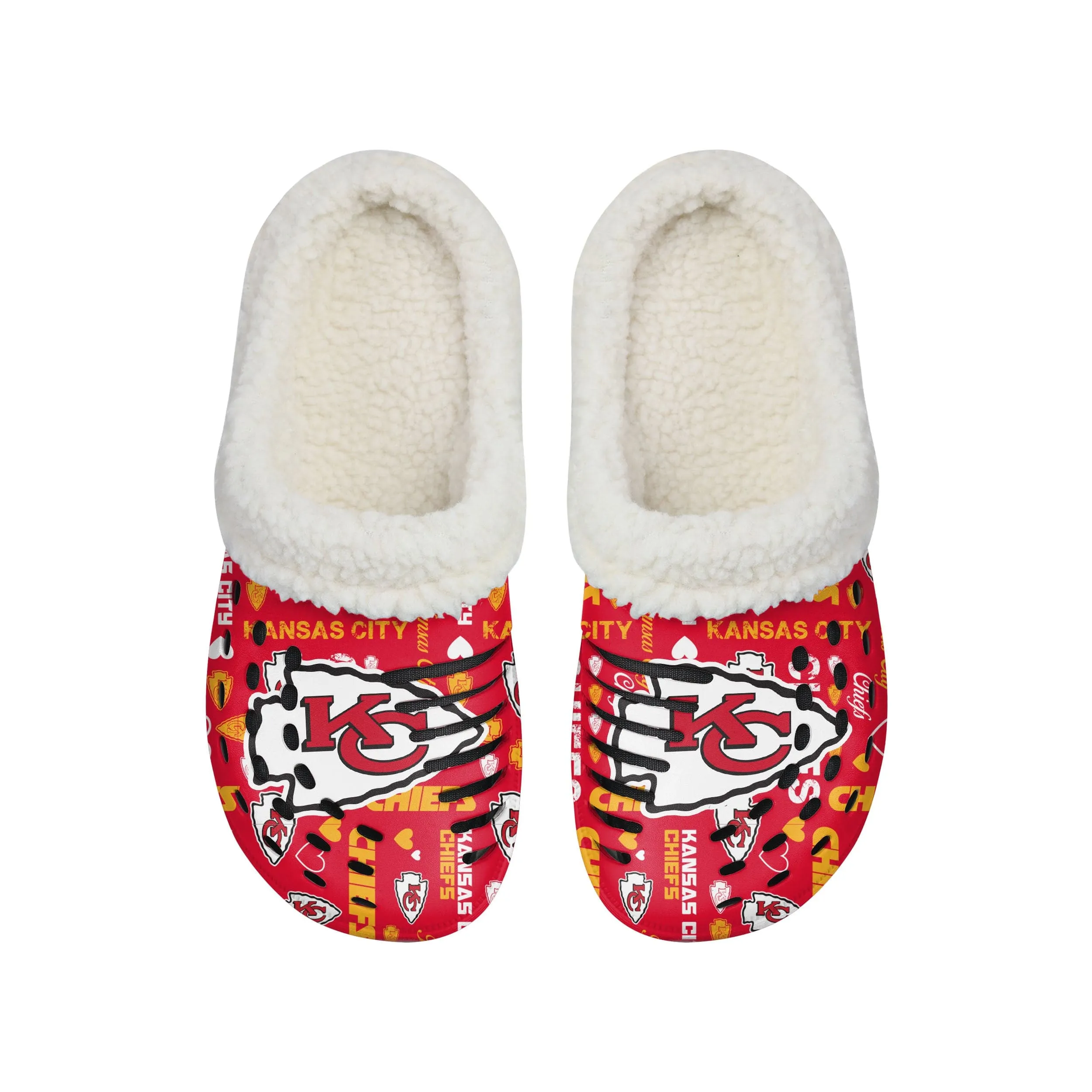 Kansas City Chiefs NFL Womens Sherpa Lined Logo Love Clog