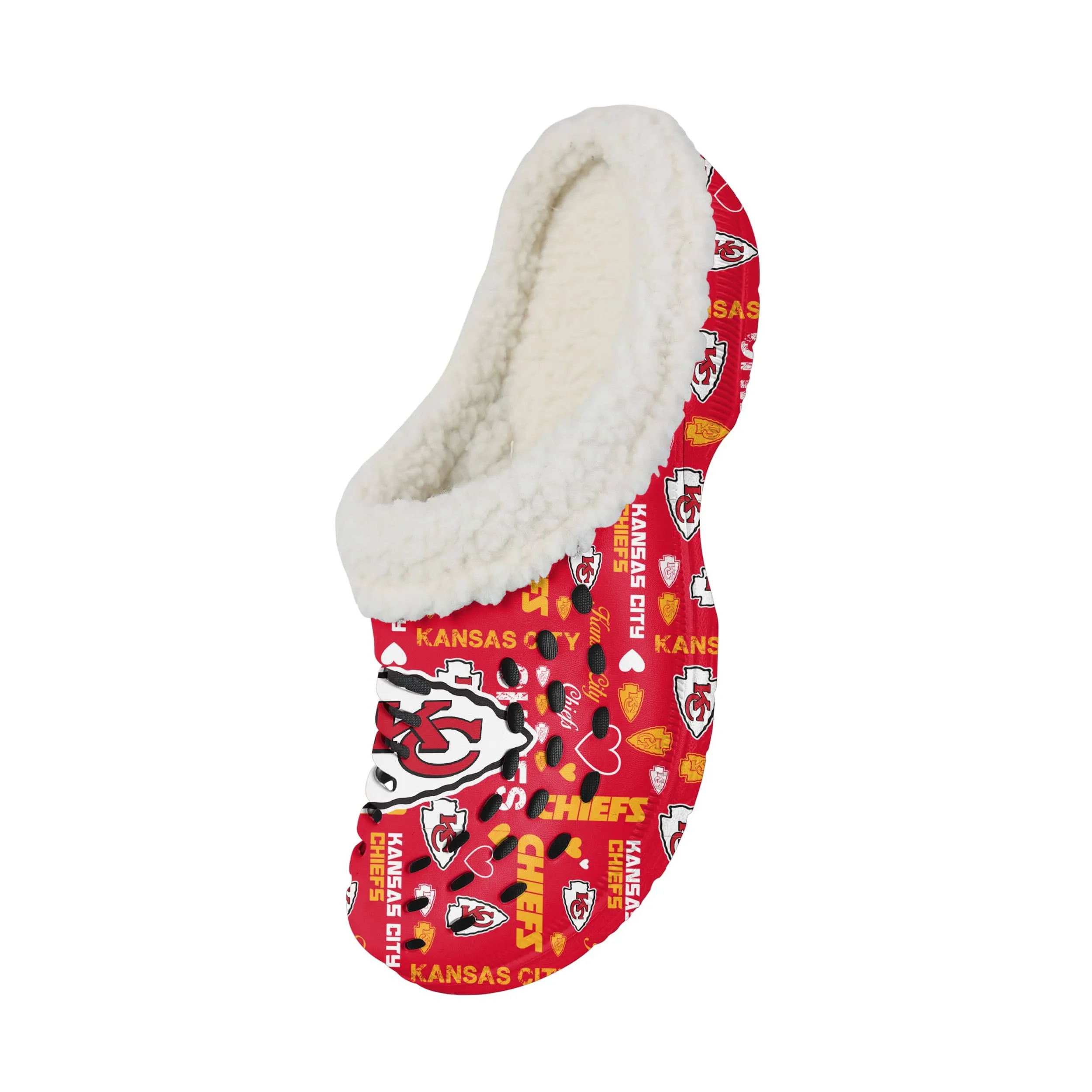 Kansas City Chiefs NFL Womens Sherpa Lined Logo Love Clog