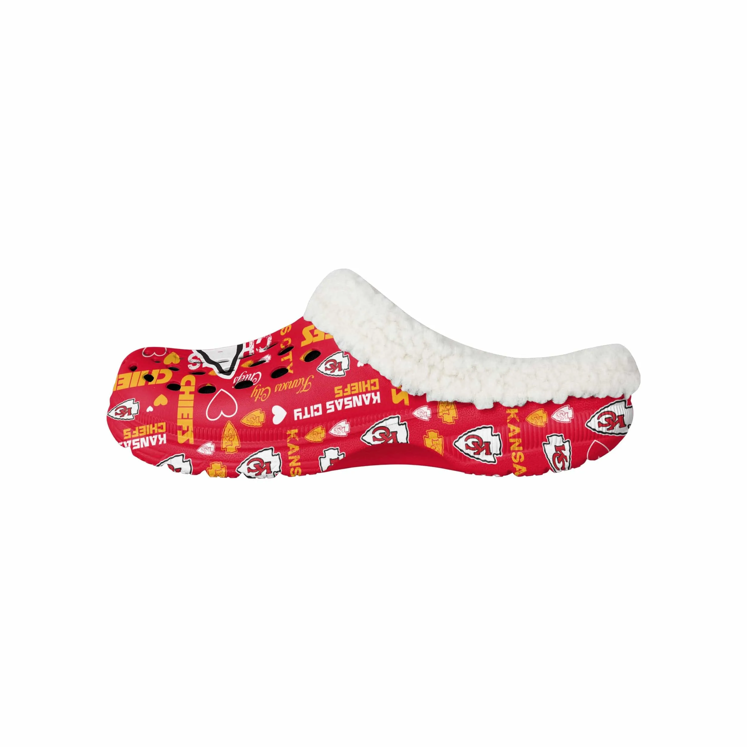 Kansas City Chiefs NFL Womens Sherpa Lined Logo Love Clog