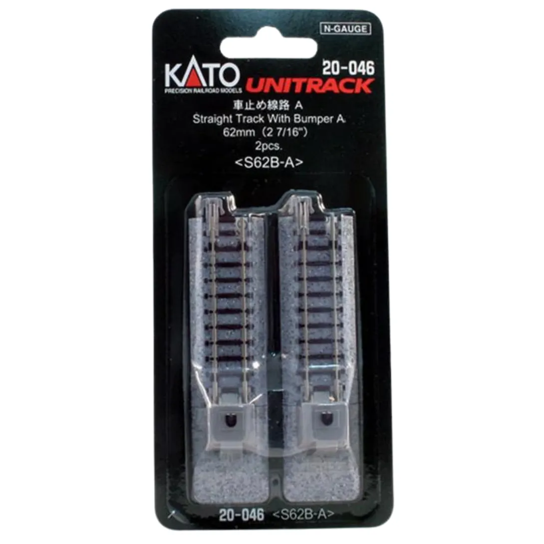 KATO - 20-046 - Straight Track With Bumper A - (S62B-A)  - Set of 2 - N Gauge