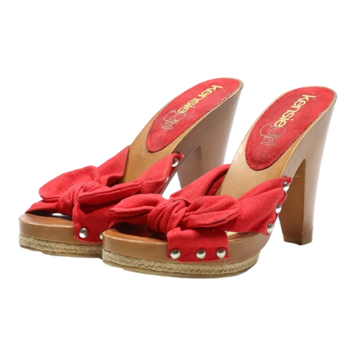 KENSIE GIRL Mule Heels Red Canvas Womens UK 3