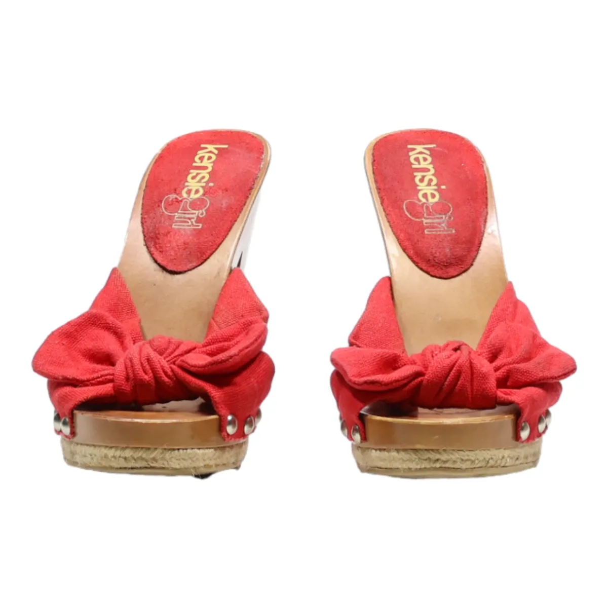 KENSIE GIRL Mule Heels Red Canvas Womens UK 3
