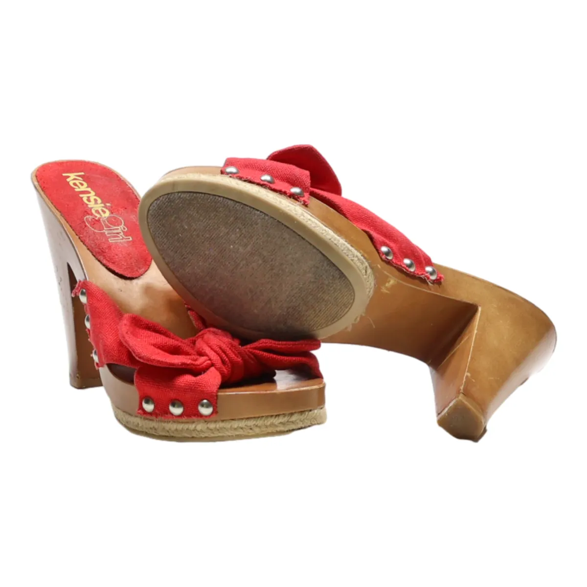 KENSIE GIRL Mule Heels Red Canvas Womens UK 3
