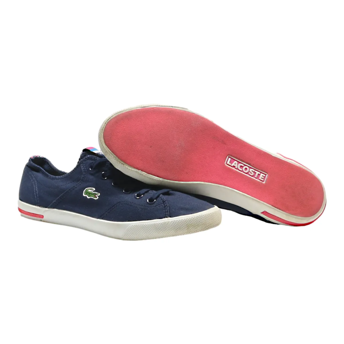 LACOSTE Low Top Trainers Blue Canvas Womens UK 6.5