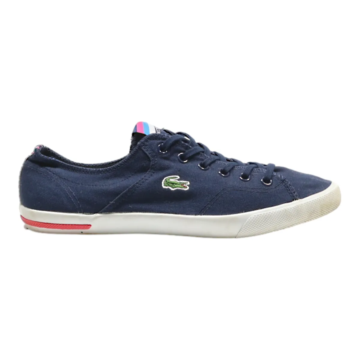 LACOSTE Low Top Trainers Blue Canvas Womens UK 6.5