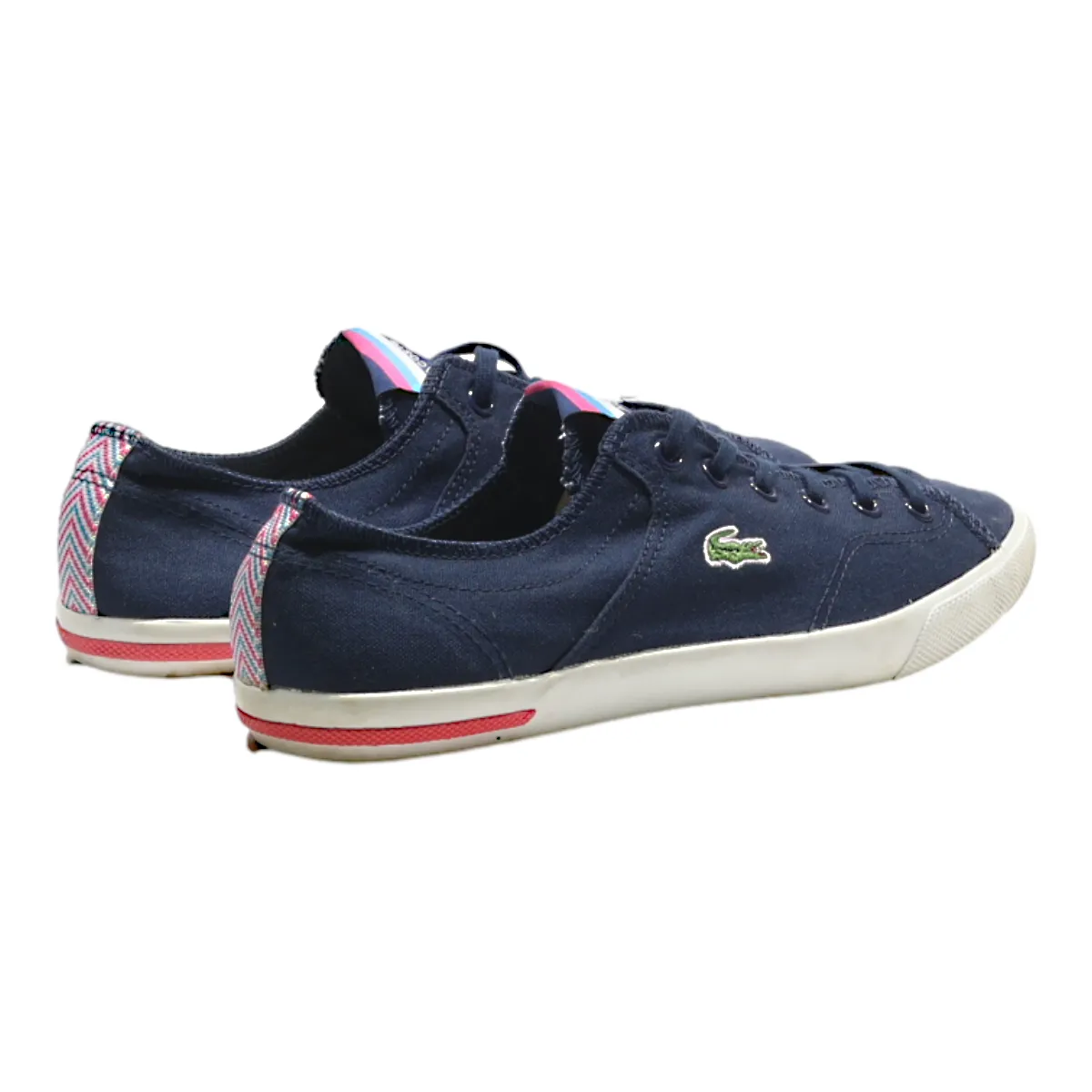 LACOSTE Low Top Trainers Blue Canvas Womens UK 6.5
