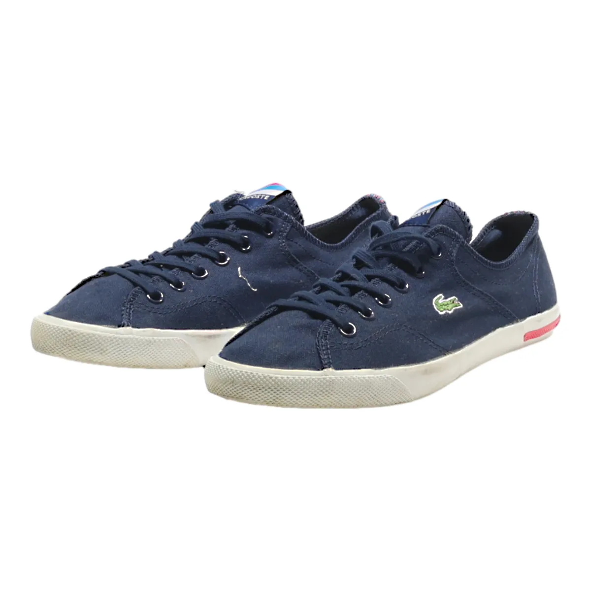 LACOSTE Low Top Trainers Blue Canvas Womens UK 6.5