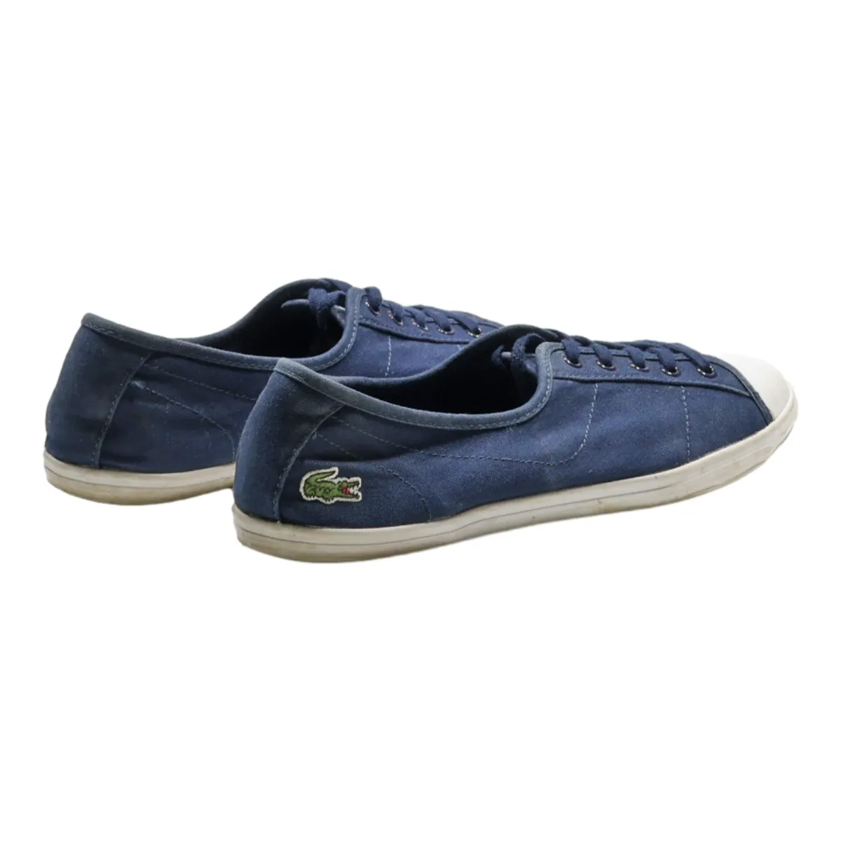 LACOSTE Low Top Trainers Blue Canvas Womens UK 7