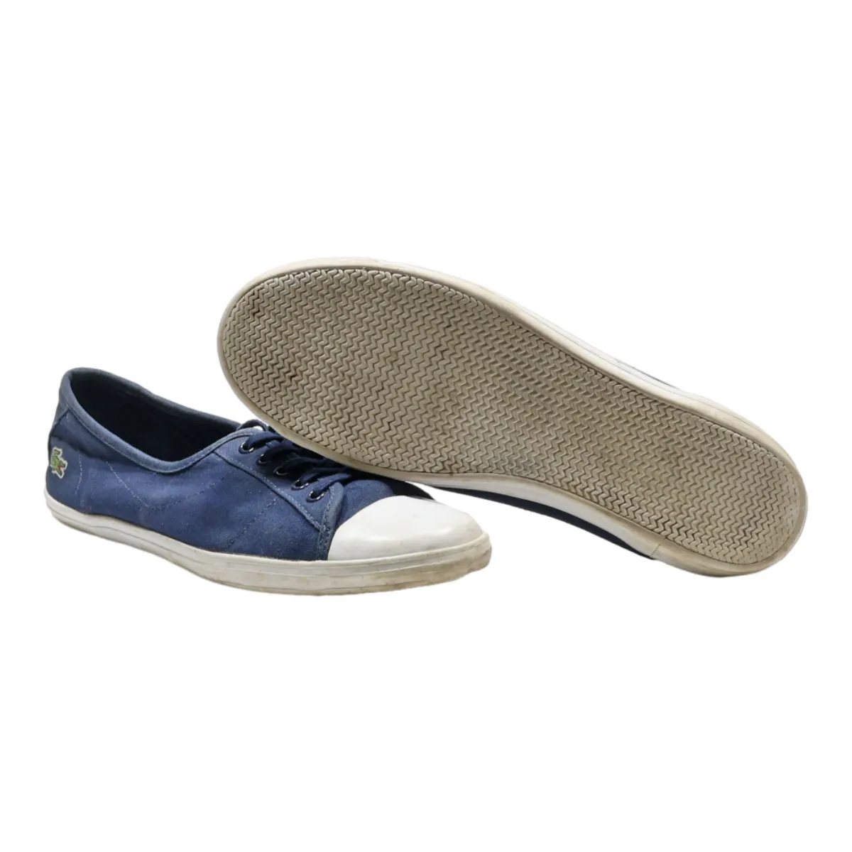 LACOSTE Low Top Trainers Blue Canvas Womens UK 7